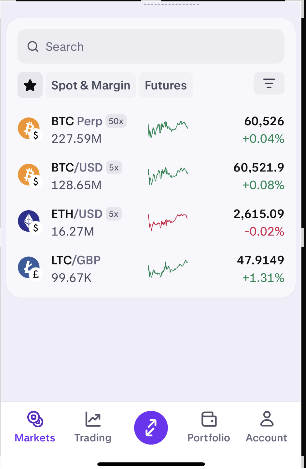 Kraken Portfolio screen